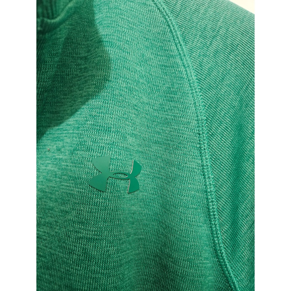 Under Armour ColdGear Mens Quarter Zip Pullover Green Heather Loose Fit Medium - Picture 4 of 7
